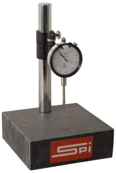 SPI - 0.001" Graduation, 0-100 Dial Reading, Indicator & Base Kit - 6" Base Length x 6" Base Width x 2" Base Height, 2" Dial Diam - Apex Tool & Supply