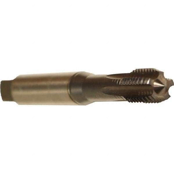 Emuge - M10x1.00 Metric Fine 6HX 5 Flute TiCN Finish Solid Carbide Straight Flute Machine Tap - Modified Bottoming, Right Hand Thread, 100mm OAL, 18mm Thread Length, Oversize - Apex Tool & Supply