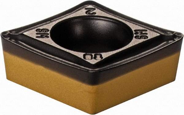 Iscar - CCMT3-2 SM Grade IC8250 Carbide Turning Insert - TiCN/Al2O3/TiN Finish, 80° Diamond, 3/8" Inscr Circle, 5/32" Thick, 1/32" Corner Radius - Apex Tool & Supply
