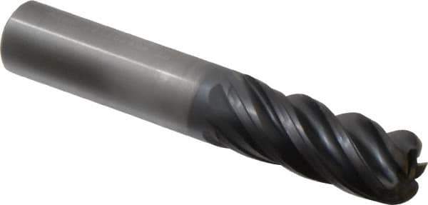 Kennametal - 1/2", 5 Flute, Single End, Solid Carbide, 0.06" Corner Radius End Mill - 3" OAL, 38° Helix, Right Hand Flute, 1-1/4" LOC, Right Hand Cut - Apex Tool & Supply