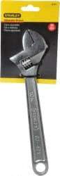 Stanley - 1-1/4" Jaw Capacity, 10" Standard Adjustable Wrench - Chrome Vanadium Steel, Chrome Finish, 10-1/8" OAL - Apex Tool & Supply
