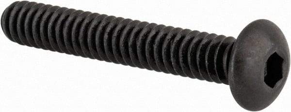 Made in USA - #10-24 UNC Hex Socket Drive, Button Screw - Alloy Steel, Black Oxide Finish, Fully Threaded, 1-1/4" Length Under Head - Apex Tool & Supply