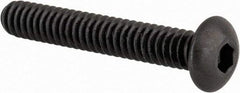 Made in USA - #10-24 UNC Hex Socket Drive, Button Screw - Alloy Steel, Black Oxide Finish, Fully Threaded, 1-1/4" Length Under Head - Apex Tool & Supply