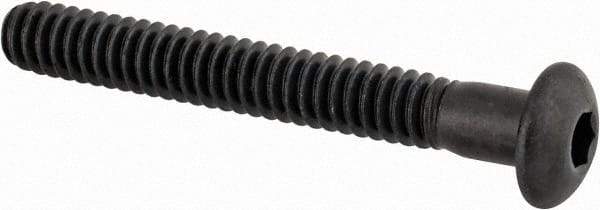 Made in USA - #10-24 UNC Hex Socket Drive, Button Screw - Alloy Steel, Black Oxide Finish, Fully Threaded, 1-1/2" Length Under Head - Apex Tool & Supply