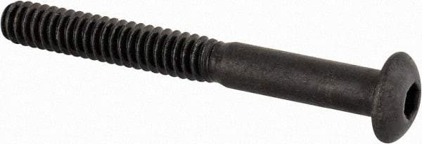 Made in USA - #10-24 UNC Hex Socket Drive, Button Screw - Alloy Steel, Black Oxide Finish, Fully Threaded, 1-3/4" Length Under Head - Apex Tool & Supply