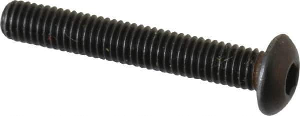 Made in USA - #10-32 UNF Hex Socket Drive, Button Screw - Alloy Steel, Black Oxide Finish, Fully Threaded, 1-1/4" Length Under Head - Apex Tool & Supply