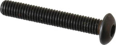 Made in USA - #10-32 UNF Hex Socket Drive, Button Screw - Alloy Steel, Black Oxide Finish, Fully Threaded, 1-1/4" Length Under Head - Apex Tool & Supply