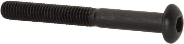 Made in USA - #10-32 UNF Hex Socket Drive, Button Screw - Alloy Steel, Black Oxide Finish, Fully Threaded, 1-3/4" Length Under Head - Apex Tool & Supply