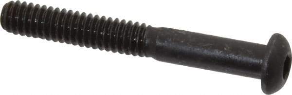 Made in USA - 1/4-20 UNC Hex Socket Drive, Button Screw - Alloy Steel, Black Oxide Finish, Partially Threaded, 2" Length Under Head - Apex Tool & Supply