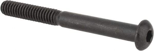 Made in USA - 1/4-20 UNC Hex Socket Drive, Button Screw - Alloy Steel, Black Oxide Finish, Fully Threaded, 2-1/2" Length Under Head - Apex Tool & Supply
