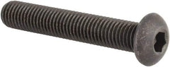 Made in USA - 1/4-28 UNF Hex Socket Drive, Button Screw - Alloy Steel, Black Oxide Finish, Fully Threaded, 1-1/2" Length Under Head - Apex Tool & Supply