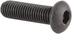 Made in USA - 1/4-28 UNF Hex Socket Drive, Button Screw - Alloy Steel, Black Oxide Finish, Fully Threaded, 7/8" Length Under Head - Apex Tool & Supply