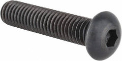 Made in USA - 3/8-16 UNC Hex Socket Drive, Button Screw - Alloy Steel, Black Oxide Finish, Fully Threaded, 1-3/4" Length Under Head - Apex Tool & Supply
