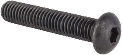 Made in USA - 3/8-16 UNC Hex Socket Drive, Button Screw - Alloy Steel, Black Oxide Finish, Fully Threaded, 2" Length Under Head - Apex Tool & Supply