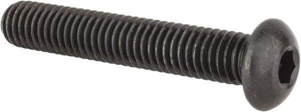 Made in USA - 3/8-16 UNC Hex Socket Drive, Button Screw - Alloy Steel, Black Oxide Finish, Fully Threaded, 2-1/4" Length Under Head - Apex Tool & Supply