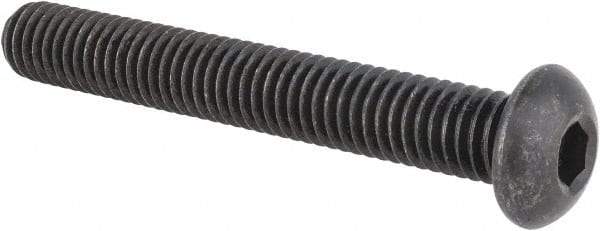 Made in USA - 3/8-16 UNC Hex Socket Drive, Button Screw - Alloy Steel, Black Oxide Finish, Fully Threaded, 2-3/4" Length Under Head - Apex Tool & Supply