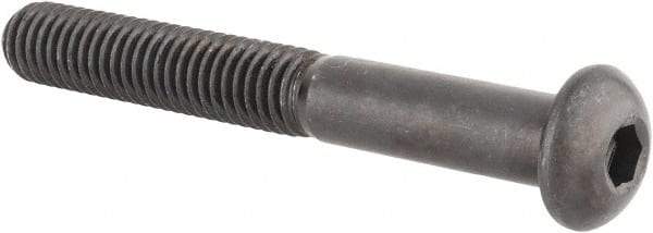 Made in USA - 3/8-16 UNC Hex Socket Drive, Button Screw - Alloy Steel, Black Oxide Finish, Fully Threaded, 3" Length Under Head - Apex Tool & Supply