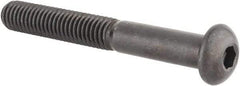 Made in USA - 3/8-16 UNC Hex Socket Drive, Button Screw - Alloy Steel, Black Oxide Finish, Fully Threaded, 3" Length Under Head - Apex Tool & Supply