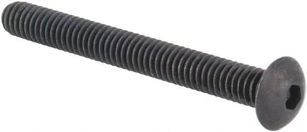 Made in USA - #8-32 UNC Hex Socket Drive, Button Screw - Alloy Steel, Black Oxide Finish, Fully Threaded, 1-1/2" Length Under Head - Apex Tool & Supply