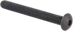Made in USA - #8-32 UNC Hex Socket Drive, Button Screw - Alloy Steel, Black Oxide Finish, Fully Threaded, 1-1/2" Length Under Head - Apex Tool & Supply