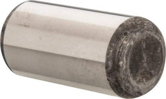 Made in USA - 1" Diam x 2" Pin Length Grade 8 Alloy Steel Standard Dowel Pin - Bright Finish, C 47-58 & C 60 (Surface) Hardness, 117,800 Lb (Single Shear), 235,600 Lb (Double Shear) Breaking Strength, 1 Beveled & 1 Rounded End - Apex Tool & Supply