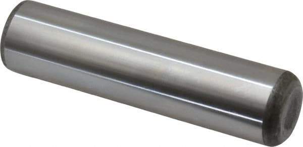 Made in USA - 1" Diam x 4" Pin Length Grade 8 Alloy Steel Standard Dowel Pin - Bright Finish, C 47-58 & C 60 (Surface) Hardness, 117,800 Lb (Single Shear), 235,600 Lb (Double Shear) Breaking Strength, 1 Beveled & 1 Rounded End - Apex Tool & Supply