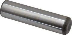 Made in USA - 1" Diam x 4" Pin Length Grade 8 Alloy Steel Standard Dowel Pin - Bright Finish, C 47-58 & C 60 (Surface) Hardness, 117,800 Lb (Single Shear), 235,600 Lb (Double Shear) Breaking Strength, 1 Beveled & 1 Rounded End - Apex Tool & Supply