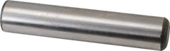Made in USA - 1" Diam x 5" Pin Length Grade 8 Alloy Steel Standard Dowel Pin - Bright Finish, C 47-58 & C 60 (Surface) Hardness, 117,800 Lb (Single Shear), 235,600 Lb (Double Shear) Breaking Strength, 1 Beveled & 1 Rounded End - Apex Tool & Supply