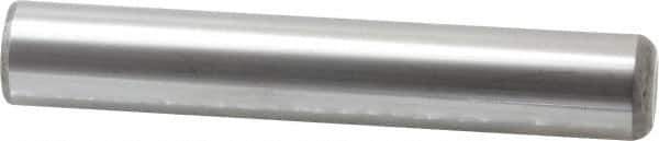 Made in USA - 1" Diam x 6" Pin Length Grade 8 Alloy Steel Standard Dowel Pin - Bright Finish, C 47-58 & C 60 (Surface) Hardness, 117,800 Lb (Single Shear), 235,600 Lb (Double Shear) Breaking Strength, 1 Beveled & 1 Rounded End - Apex Tool & Supply