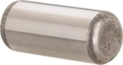 Made in USA - 7/16" Diam x 1" Pin Length Grade 8 Alloy Steel Standard Dowel Pin - Bright Finish, C 47-58 & C 60 (Surface) Hardness, 22,550 Lb (Single Shear), 45,100 Lb (Double Shear) Breaking Strength, 1 Beveled & 1 Rounded End - Apex Tool & Supply