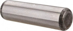 Made in USA - 7/16" Diam x 1-1/2" Pin Length Grade 8 Alloy Steel Standard Dowel Pin - Bright Finish, C 47-58 & C 60 (Surface) Hardness, 22,550 Lb (Single Shear), 45,100 Lb (Double Shear) Breaking Strength, 1 Beveled & 1 Rounded End - Apex Tool & Supply