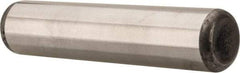 Made in USA - 7/16" Diam x 2" Pin Length Grade 8 Alloy Steel Standard Dowel Pin - Bright Finish, C 47-58 & C 60 (Surface) Hardness, 22,550 Lb (Single Shear), 45,100 Lb (Double Shear) Breaking Strength, 1 Beveled & 1 Rounded End - Apex Tool & Supply