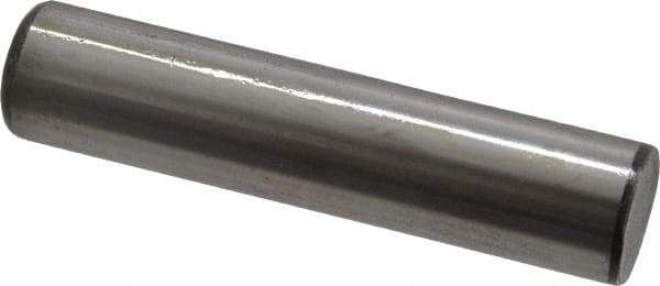 Made in USA - 1/2" Diam x 2-1/4" Pin Length Grade 8 Alloy Steel Standard Dowel Pin - Bright Finish, C 47-58 & C 60 (Surface) Hardness, 29,450 Lb (Single Shear), 58,900 Lb (Double Shear) Breaking Strength, 1 Beveled & 1 Rounded End - Apex Tool & Supply