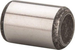 Made in USA - 1/2" Diam x 3/4" Pin Length Grade 8 Alloy Steel Standard Dowel Pin - Bright Finish, C 47-58 & C 60 (Surface) Hardness, 29,450 Lb (Single Shear), 58,900 Lb (Double Shear) Breaking Strength, 1 Beveled & 1 Rounded End - Apex Tool & Supply
