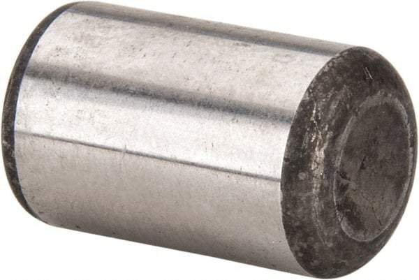 Made in USA - 5/8" Diam x 1" Pin Length Grade 8 Alloy Steel Standard Dowel Pin - Bright Finish, C 47-58 & C 60 (Surface) Hardness, 46,000 Lb (Single Shear), 92,000 Lb (Double Shear) Breaking Strength, 1 Beveled & 1 Rounded End - Apex Tool & Supply