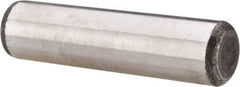 Made in USA - 5/8" Diam x 2-1/2" Pin Length Grade 8 Alloy Steel Standard Dowel Pin - Bright Finish, C 47-58 & C 60 (Surface) Hardness, 46,000 Lb (Single Shear), 92,000 Lb (Double Shear) Breaking Strength, 1 Beveled & 1 Rounded End - Apex Tool & Supply