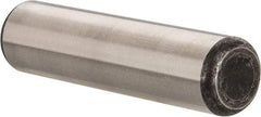 Made in USA - 3/4" Diam x 3" Pin Length Grade 8 Alloy Steel Standard Dowel Pin - Bright Finish, C 47-58 & C 60 (Surface) Hardness, 132,400 Lb (Double Shear), 66,200 Lb (Single Shear) Breaking Strength, 1 Beveled & 1 Rounded End - Apex Tool & Supply