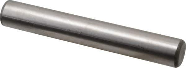 Made in USA - 3/4" Diam x 5" Pin Length Grade 8 Alloy Steel Standard Dowel Pin - Bright Finish, C 47-58 & C 60 (Surface) Hardness, 132,400 Lb (Double Shear), 66,200 Lb (Single Shear) Breaking Strength, 1 Beveled & 1 Rounded End - Apex Tool & Supply