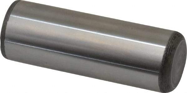 Made in USA - 7/8" Diam x 2-1/2" Pin Length Grade 8 Alloy Steel Standard Dowel Pin - Bright Finish, C 47-58 & C 60 (Surface) Hardness, 180,400 Lb (Double Shear), 90,200 Lb (Single Shear) Breaking Strength, 1 Beveled & 1 Rounded End - Apex Tool & Supply