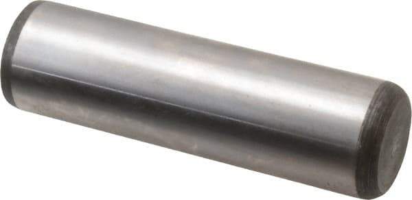 Made in USA - 7/8" Diam x 3" Pin Length Grade 8 Alloy Steel Standard Dowel Pin - Bright Finish, C 47-58 & C 60 (Surface) Hardness, 180,400 Lb (Double Shear), 90,200 Lb (Single Shear) Breaking Strength, 1 Beveled & 1 Rounded End - Apex Tool & Supply