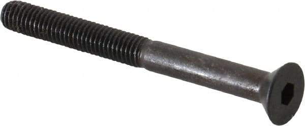 Made in USA - #10-32 UNF Hex Socket Drive, 82° Flat Screw - Alloy Steel, Black Oxide Finish, Partially Threaded, 2" OAL - Apex Tool & Supply