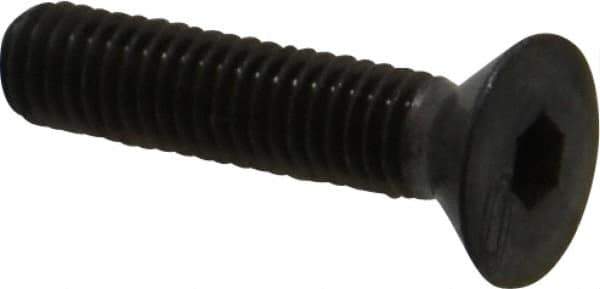 Made in USA - #10-32 UNF Hex Socket Drive, 82° Flat Screw - Alloy Steel, Black Oxide Finish, Fully Threaded, 7/8" OAL - Apex Tool & Supply