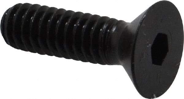 Made in USA - 1/4-20 UNC Hex Socket Drive, 82° Flat Screw - Alloy Steel, Black Oxide Finish, Fully Threaded, 7/8" OAL - Apex Tool & Supply