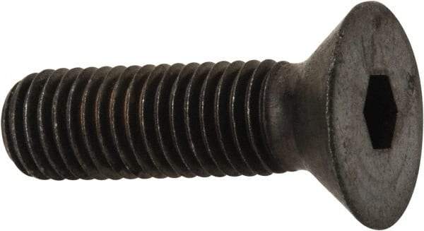 Made in USA - 1/4-28 UNF Hex Socket Drive, 82° Flat Screw - Alloy Steel, Black Oxide Finish, Fully Threaded, 7/8" OAL - Apex Tool & Supply