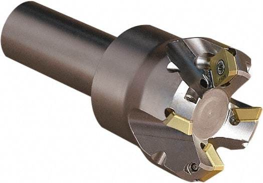 Seco - 45° Lead Angle, 1.654" Max Cut Diam, 4.5mm Max Depth of Cut, Indexable Chamfer and Angle End Mill - 4 Inserts, 3.543" Overall Length, Through Coolant - Apex Tool & Supply