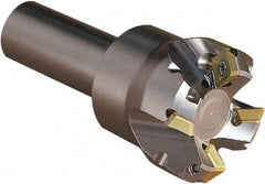 Seco - 45° Lead Angle, 1.378" Max Cut Diam, 4.5mm Max Depth of Cut, Indexable Chamfer and Angle End Mill - 3 Inserts, 3.543" Overall Length, Through Coolant - Apex Tool & Supply