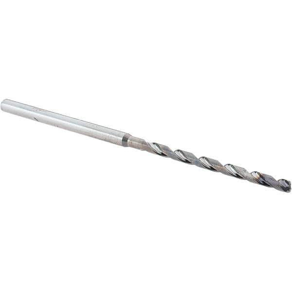 Walter-Titex - 3/32", 140° Point, Solid Carbide Micro Drill Bit - 77mm OAL, 37mm Flute Length, 3mm Shank Diam, Series A6589AMP - Apex Tool & Supply