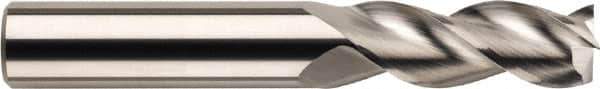 SGS - 1/2", 5/8" LOC, 1/2" Shank Diam, 6" OAL, 3 Flute, Solid Carbide Square End Mill - Single End, Uncoated, Spiral Flute, 38° Helix, Centercutting, Right Hand Cut, Right Hand Flute, Series 43L - Apex Tool & Supply