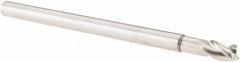 SGS - 1/4", 3/8" LOC, 1/4" Shank Diam, 4" OAL, 3 Flute, Solid Carbide Square End Mill - Single End, TiB2 Finish, Spiral Flute, 38° Helix, Centercutting, Right Hand Cut, Right Hand Flute, Series 43L - Apex Tool & Supply