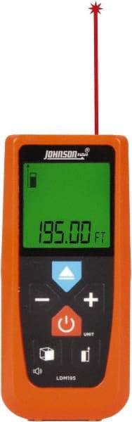 Johnson Level & Tool - 0.05 m to 59.44 m Distance Range, Laser Distance Finder - 2 AAA Alkaline Batteries, Accurate to 1/16 Inch - Apex Tool & Supply